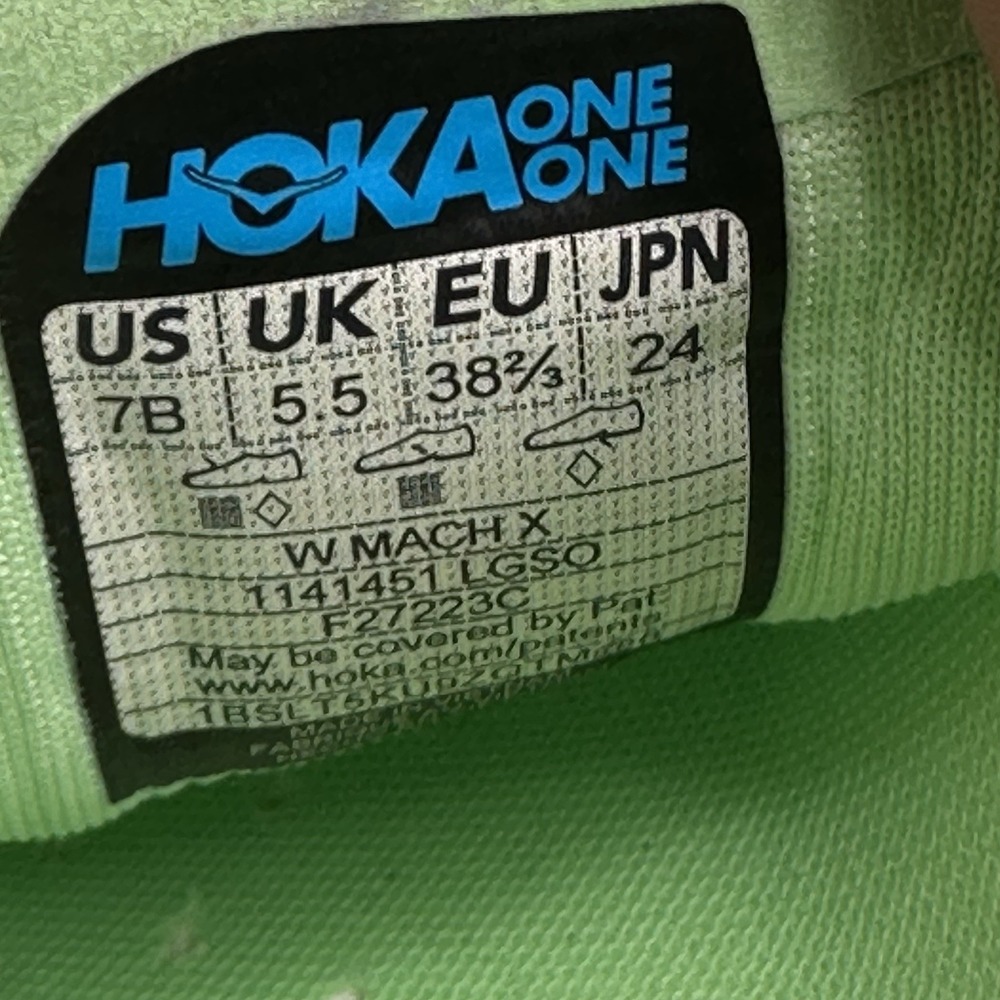 Hoka One One Mach X Womens Size 7 (B) Shoes Lime Glow Athletic Running Sneakers - Picture 9 of 9